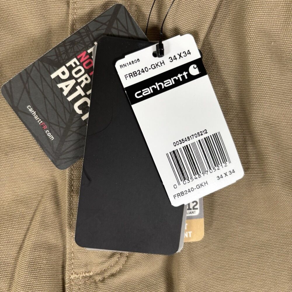 Carhartt Flame Resistant Canvas Cargo Pants Mens 34x34 Beige Work NFPA 2112 NWTS - Picture 5 of 12
